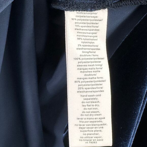 Alex Evenings Velour Sequin Sleeve Top Shirt Womens Size Large Dark Navy Blue - Picture 7 of 7